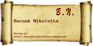 Becsek Nikoletta névjegykártya